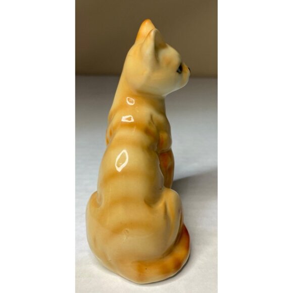 Vintage Ceramic Cat Figurine 3.25" Tall Orange & White Collectible Decor - Picture 2 of 5